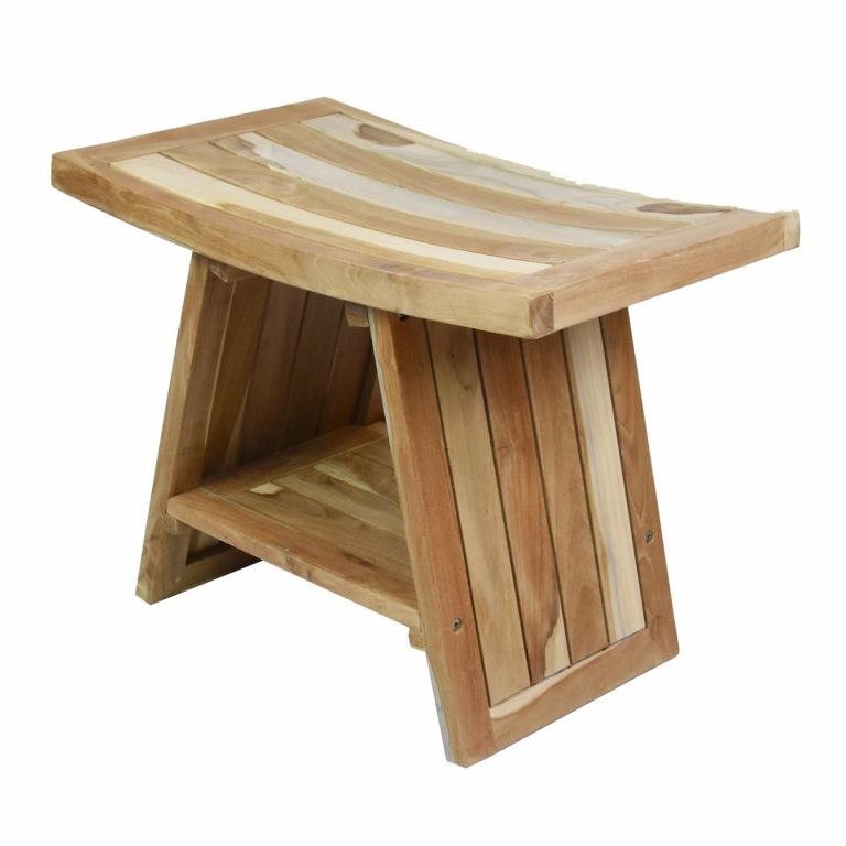 Stołek DIVERO, drewno tekowe, 60 x 35 x 45 cm